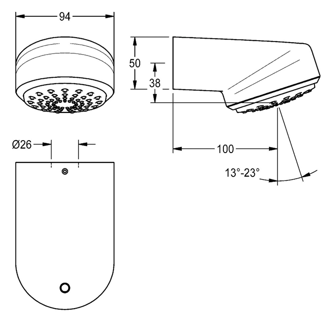 KWC Aquarotter Duschkopf, AQUAJET-Comfort, für Duschpaneel, Strahlboden verstellbar verchromt 2030054254