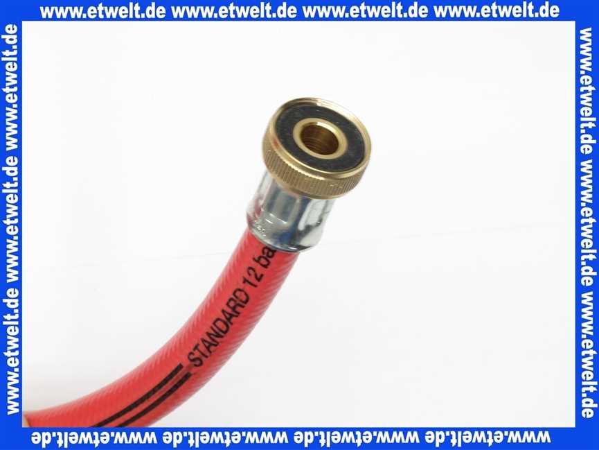 Heizungsfüllset 2,5 Meter lang Füllschlauch 1/2 Zoll rot Verschraubung fertig eingepresst mit Rändelmutter G3/4 Zoll IG Überwurf und extra dicker Dichtung, stabiler Verschraubung, platzsparender als mit Flügelmutter