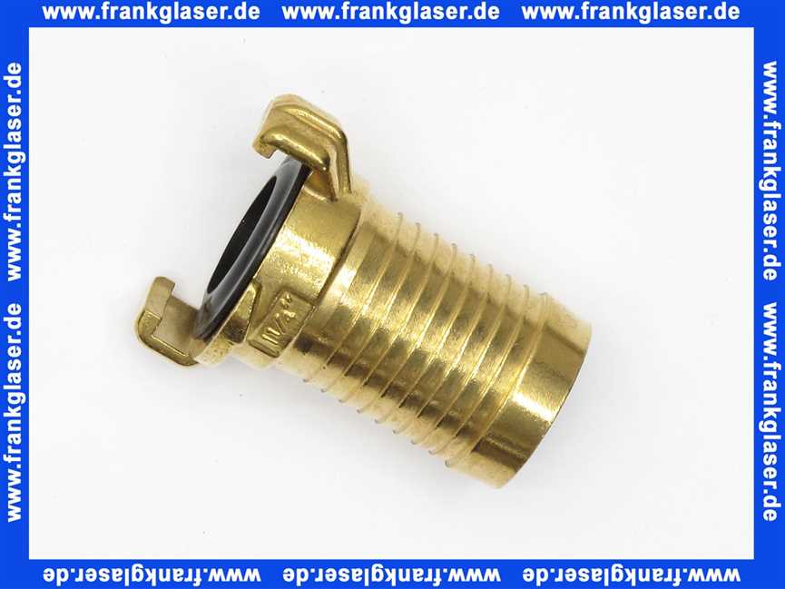 GEKA Schlauchstück 1 1/4 Zoll 32mm Schlauchstutzen Messing schwarze NBR Formdichtung Schnellkupplung Klauenkupplung Schlauchkupplung
