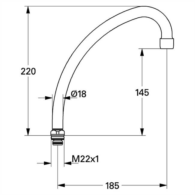13073 Grohe Rohrauslauf HU-Form 185mm Costa