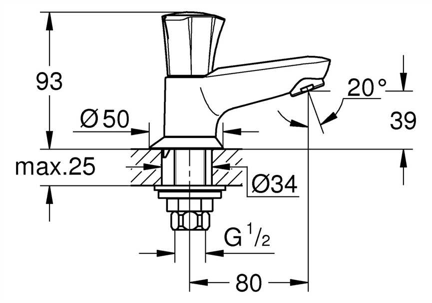 20404001 Grohe Standventil Costa 20404 DN15 Markierung blau Gussauslauf chrom