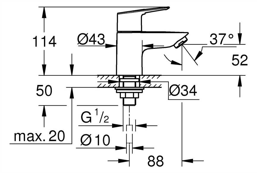 Grohe Standventil BauLoop 20422_1 XS-Size Einlochmontage chrom 20422001