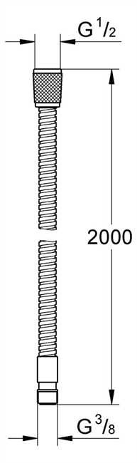 28158000 Grohe Brauseschlauch Metall 28158 2000mm f. Wannenrand-,Fliesenbank-Br.grt. chrom (Nachfolgeartikel)