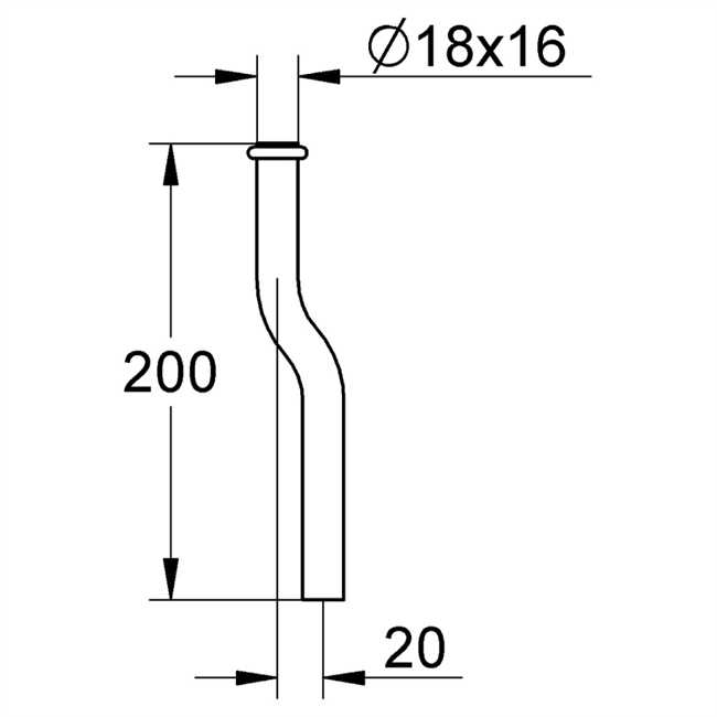37037 Grohe Spülrohr 200mm lang gekröpft f.Druckspüler