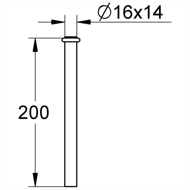 37042000 Grohe Spülrohrverlängerung 37042 200mm Durchmesser 16mm aus Messing chrom