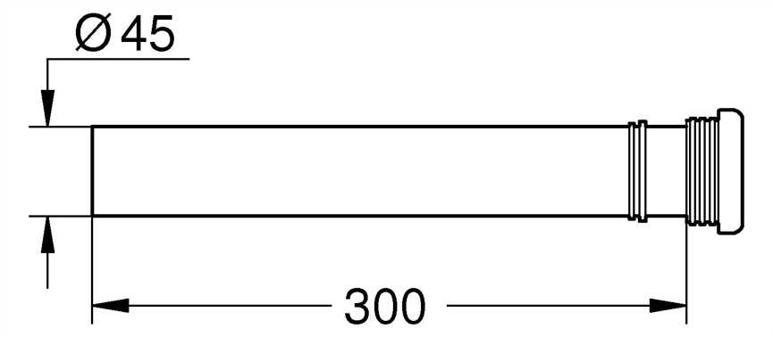 37105K00 Grohe Verlängerung 37105 300mm lang für Wandeinbau Spülrohr schwarz