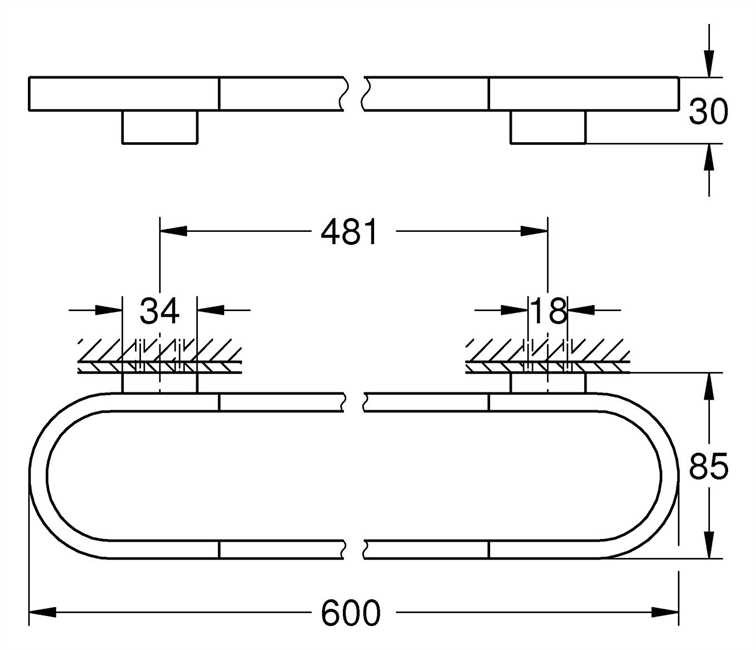 Grohe Badetuchhalter/Halter Selection 41056 600mm hard graphite 41056A00