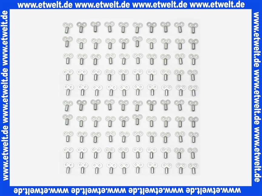 100 Luftschlüssel Entlüftungsschlüssel Metall mit Innenvierkant für Heizkörper zur Entlüftung