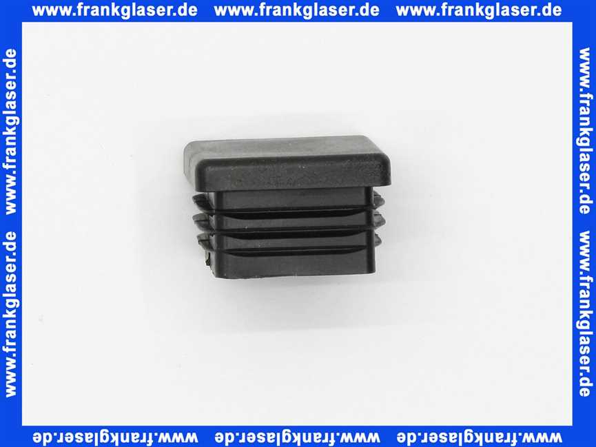 Stopfen mit Lamellen für Quadratrohre 30x30 mm Polyethylen schwarz Wandstärke Rohr 1,5-2 mm Einsteckhöhe 13,5 mm Kopf 5 mm stark