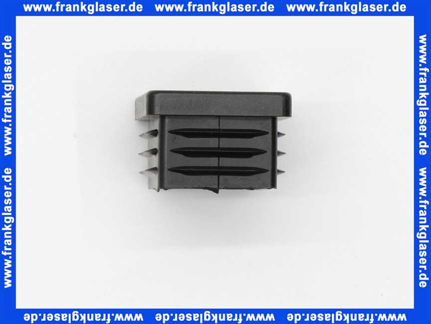 Stopfen mit Lamellen für Rechteckrohre 40x30 mm Polyethylen schwarz Wandstärke Rohr 1,5-2 mm Einsteckhöhe 15,0 mm Kopf 5 mm stark