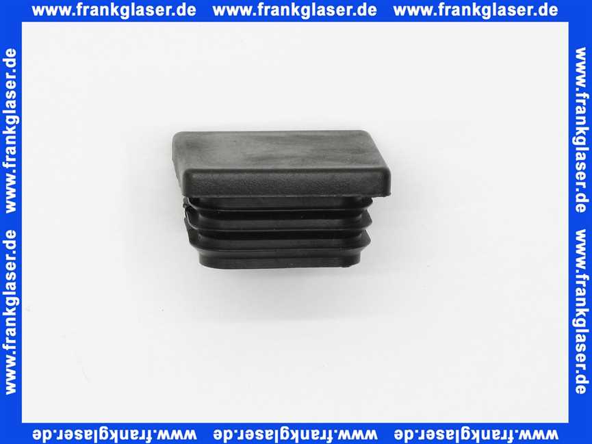 Stopfen mit Lamellen für Quadratrohre 40x40 mm Polyethylen schwarz Wandstärke Rohr 3 mm Einsteckhöhe 15,0 mm Kopf 5 mm stark