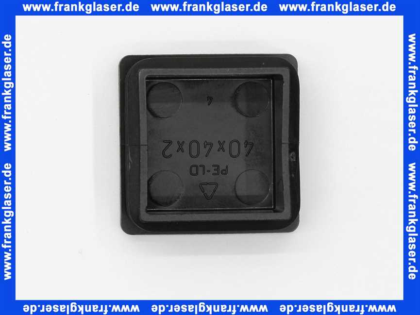 Stopfen mit Lamellen für Quadratrohre 40x40 mm Polyethylen schwarz Wandstärke Rohr 1,5-2 mm Einsteckhöhe 14,0 mm Kopf 5 mm stark