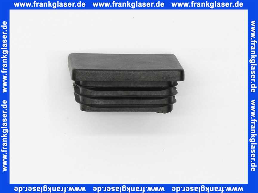 Stopfen mit Lamellen für Rechteckrohre 50x40 mm Polyethylen schwarz Wandstärke Rohr 3 mm Einsteckhöhe 15,0 mm Kopf 5 mm stark