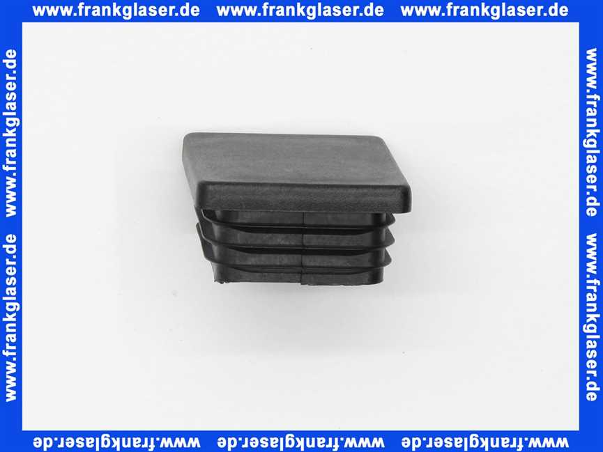 Stopfen mit Lamellen für Rechteckrohre 50x40 mm Polyethylen schwarz Wandstärke Rohr 3 mm Einsteckhöhe 15,0 mm Kopf 5 mm stark