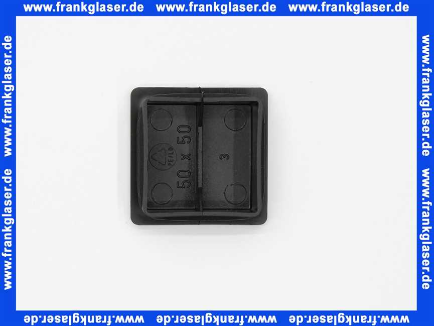 Stopfen mit Lamellen für Quadratrohre 50x50 mm Polyethylen schwarz Wandstärke Rohr 3 mm Einsteckhöhe 15,0 mm Kopf 5 mm stark