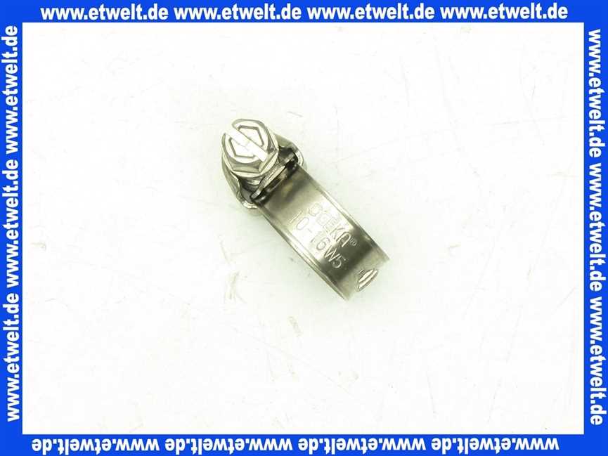 Schlauchklemme Spannbereich 10-16 mm Bandbreite 9 mm Schlauchschelle 10-16/9 W5 Edelstahl 1.4401 nach DIN 3017 rost- und säurebeständig mit Schneckengewinde