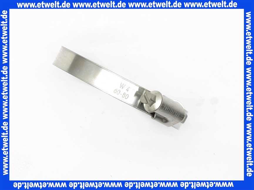 NORMACLAMP TORRO Schlauchklemme Spannbereich 60-80 mm Bandbreite 12 mm Schlauchschelle 60-80/12 W4 Edelstahl 1.4301 nach DIN 3017 rostbeständig mit Schneckengewinde
