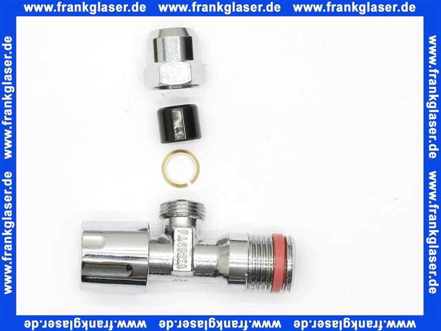 Eckventil DN15 1/2 Zoll selbstdichtend verchromt x Quetschverschraubung 3/8 - 10mm mit Längenausgleich und Schubrosette