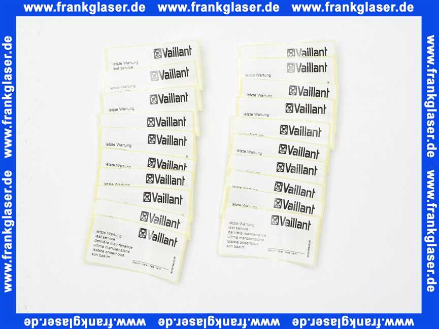 Vaillant Wartungsaufkleber, (x20) 0010027639