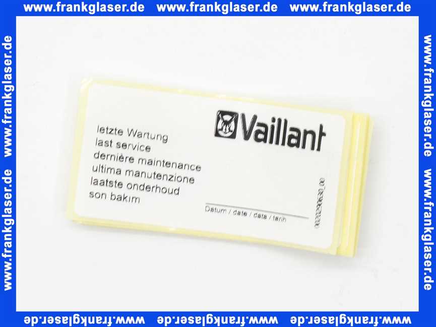 Vaillant Wartungsaufkleber, (x20) 0010027639