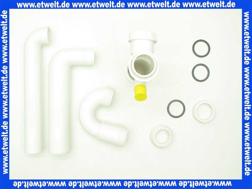 110536 Viega Ablaufverbindung für Doppelspüle, Kunststoff, Ablauf zentrisch, Abwasserschlauchanschluss mit Kappe, Höhenausgleichstück, Ablauf waagerecht, Röhrengeruchverschluss, 1 1/2 Zoll, Maß 90-310, Durchmesser 50, Modell 79485