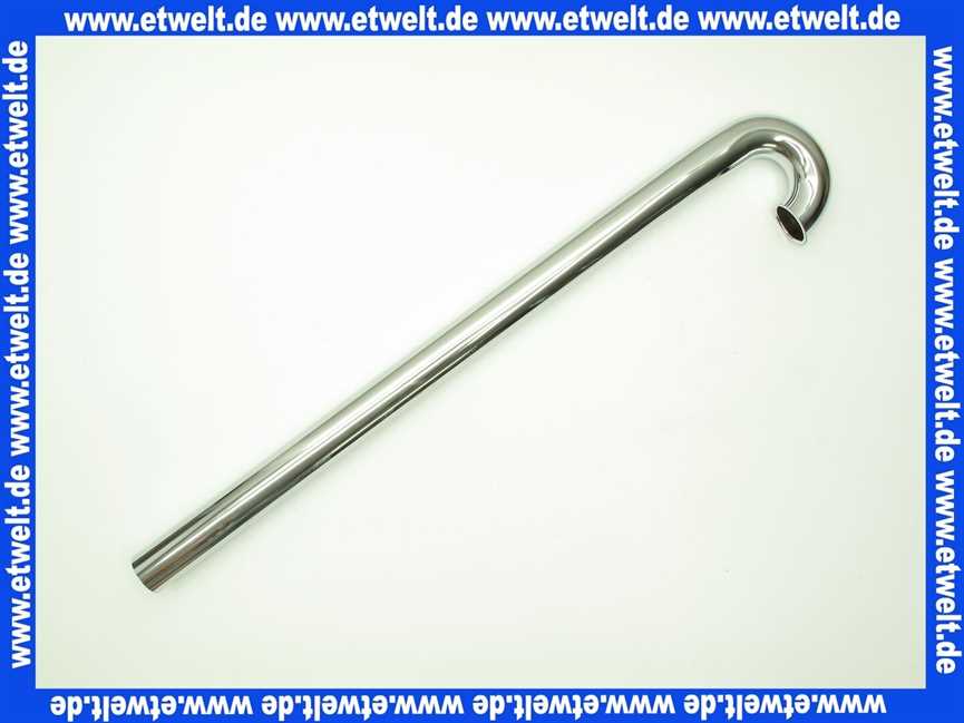130978 Viega Ablaufrohr 180° Bodenrohr für Röhrengeruchverschluss, Messing verchromt, Durchmesser 38, L 680, mit Bördelrand, Modell 5611.1-147