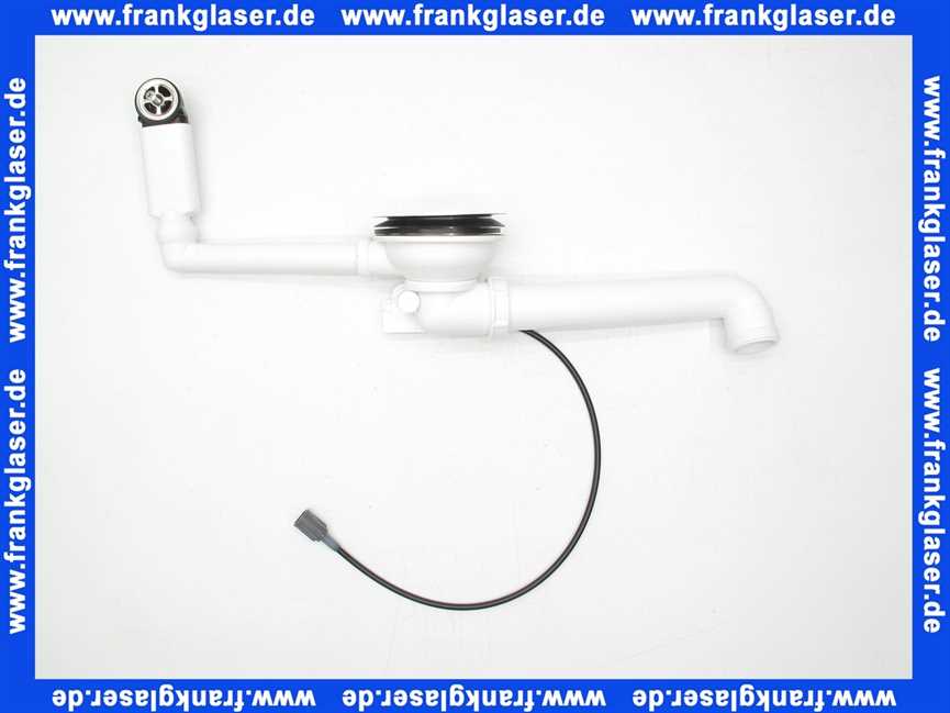 678579 Viega Ablaufventil für Spülen mit 90 mm Ablaufloch mit Bowdenzugmechanik, mit rundem Überlauf und Überlaufsieb, mit Siebventil, Ventilkegel und Ablaufbogen Modell 7139.162