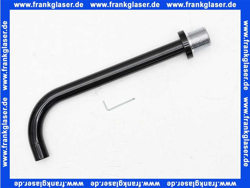 VR02017 Vola Auslauf gerade mit Ausladung 225 mm Anschlussmuffe VR19 Schwarz glaenzend