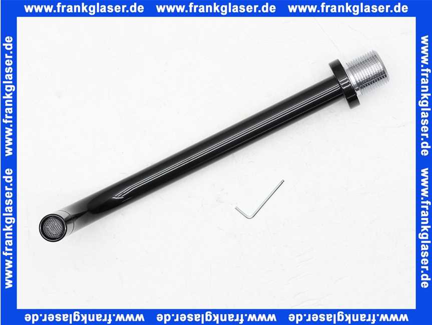 VR02017 Vola Auslauf gerade mit Ausladung 225 mm Anschlussmuffe VR19 Schwarz glaenzend