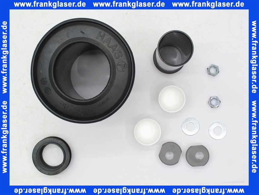 Wand-WC-Anschlussgarnitur DN90 Dichtung bei Ablaufstutzen innen eingelegt Anschlussstutzen und Einlaufmanschette mit, Gummidichtung für Spülstutzen 55mm, Deckkappen und Unterlagscheiben, Gesamtlänge:180mm, Muttern.M12 weiße Deckkappen