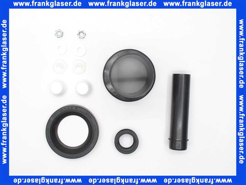 Wand-WC-Anschlussgarnitur DN90 Dichtung bei Ablaufstutzen außen übergefalzt, Anschlussstutzen und Einlaufmanschette mit, Gummidichtung für Spülstutzen 55mm, Deckkappen und Unterlagscheiben, Gesamtlänge:180mm, Muttern M12