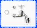 Auslaufventil Zapfhahn Wasserhahn 1/2 verchromt DVGW zugelassen, mit Belüfter, Rückflussverhinderer und Schlauchverschraubung
