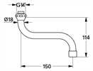 13005000 Grohe S-Auslauf 13005 Ausladung 150mm für Küchen-Wandbatterien 1/2'' chrom