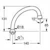 13071000 Grohe Rohrauslauf 13071 Ausladung 140mm schwenkbar o. Anschlag chrom