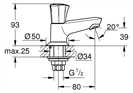 20404001 Grohe Standventil Costa 20404 DN15 Markierung blau Gussauslauf chrom