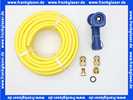 Stecksystem Messing Set 1/2 Zoll Wasser-Pistole, Wasserschlauch 20 m mit 2x Hahnanschlussstück 1x Schlauchstück 1x Schlauchstück mit Wasserstop passend für marktübliche Steckkupplungen max. 16 bar bei +20°C