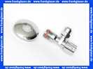 Eckventil DN15 1/2 Zoll selbstdichtend verchromt x Quetschverschraubung 3/8 - 10mm mit Längenausgleich und Schubrosette