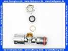 Eckventil DN15 1/2 Zoll selbstdichtend verchromt x Quetschverschraubung 3/8 - 10mm mit Längenausgleich und Schubrosette
