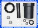 Wand-WC-Anschlussgarnitur DN110 Dichtung bei Ablaufstutzen außen übergefalzt, Anschlussstutzen und Einlaufmanschette mit, Gummidichtung für Spülstutzen 55mm, Deckkappen und Unterlagscheiben, Gesamtlänge:180mm, Muttern.M12 metalloptik Deckkappen